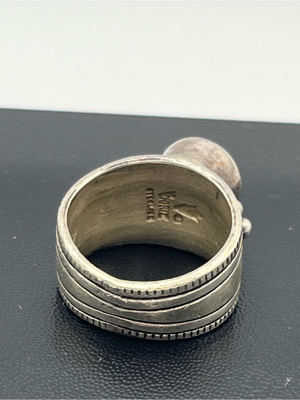 Native American Cortiz corn stalk sterling silver orange cabochon ring size 7.5 - Picture 12 of 15